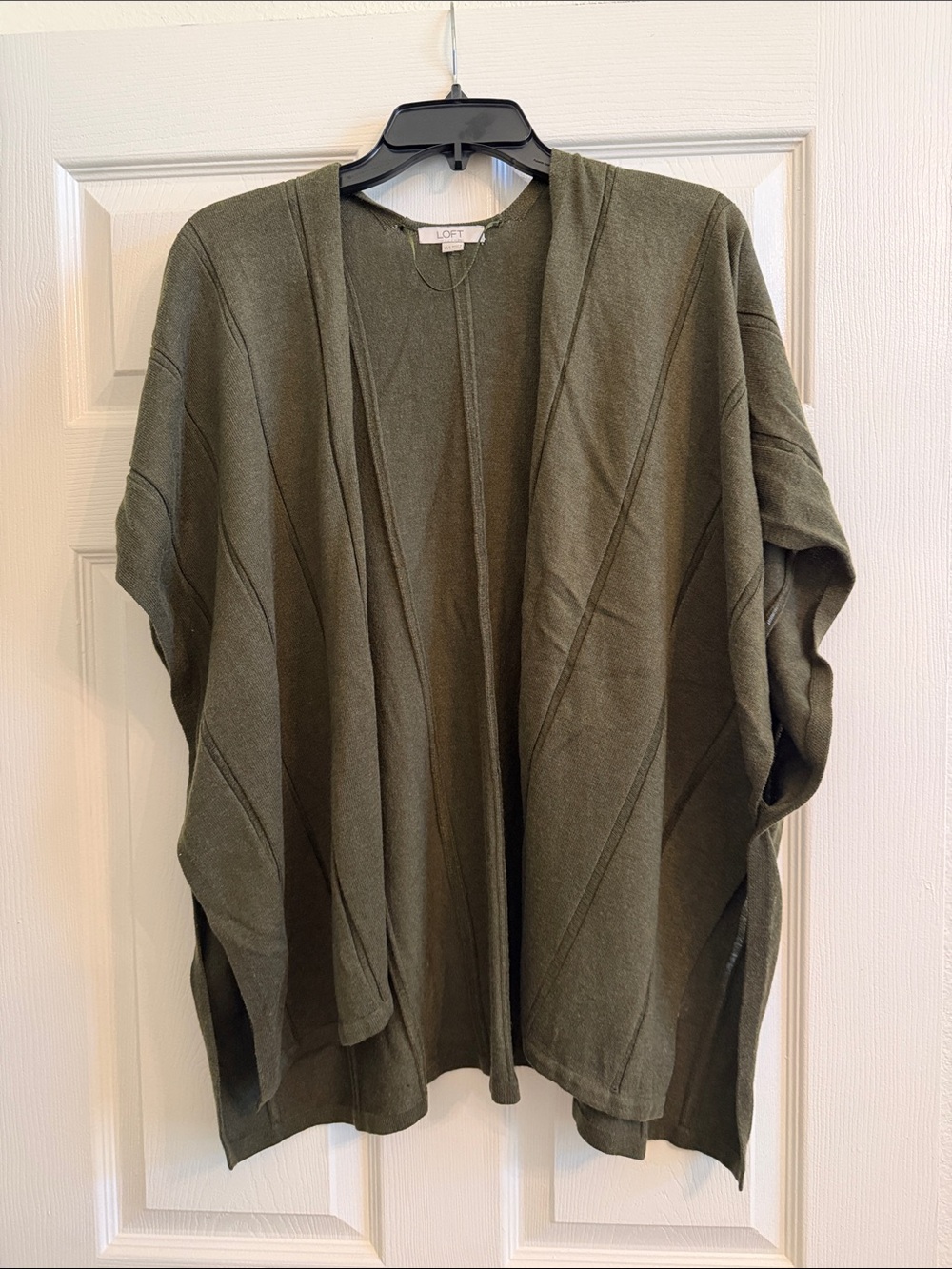 LOFT Olive Open-Front Ribbed Knit‎ Cardigan
